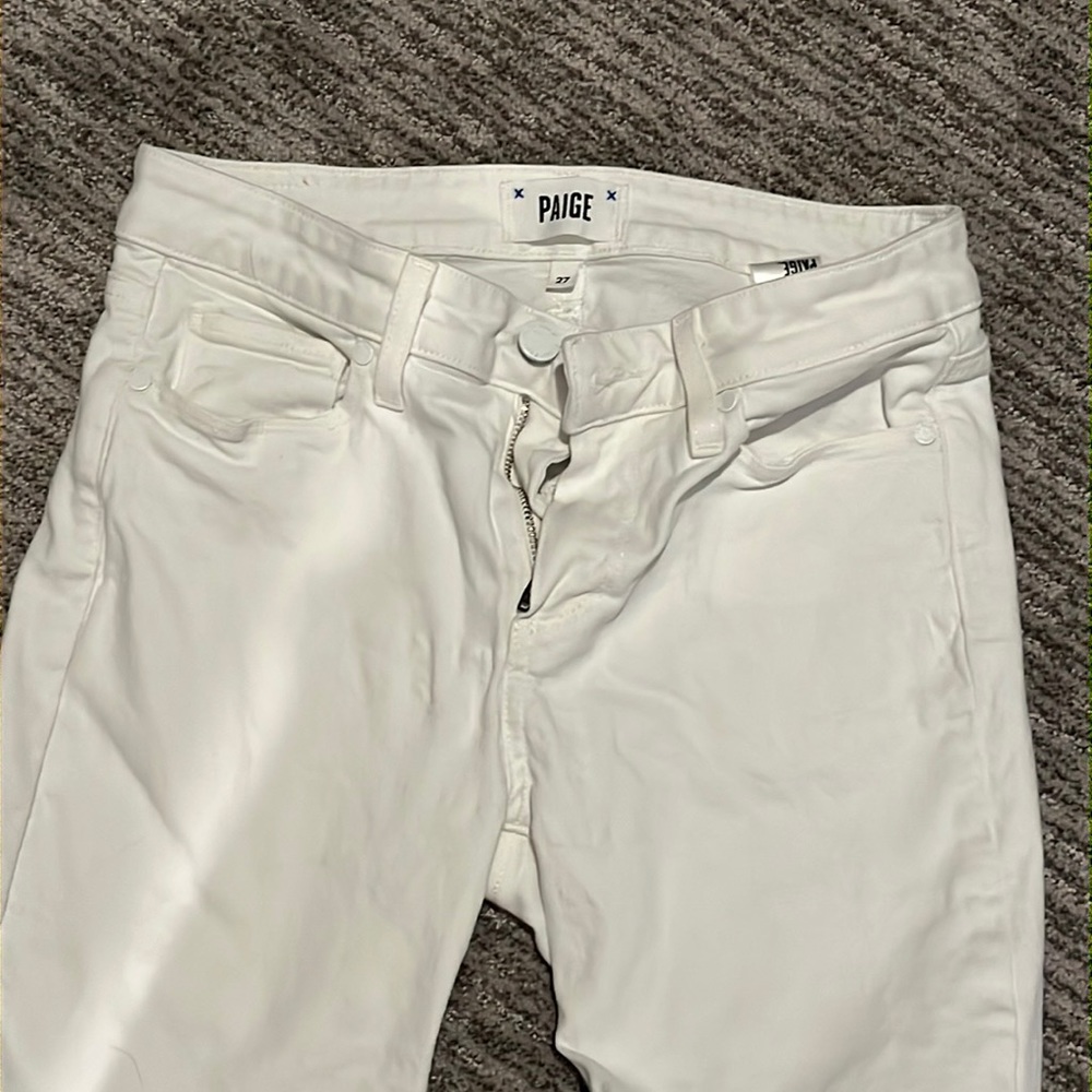 Size 27 Crisp White Paige Skyline Ankle Peg Skinny Jeans Like-New